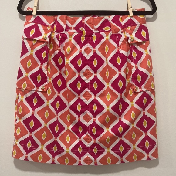 Tory Burch Pink, Coral, and White Zip Cotton Skirt with Pockets Size 4 - Picture 9 of 11